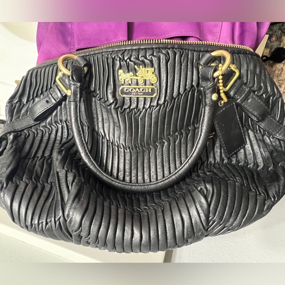 Black ribbed Coach bag-used minimally